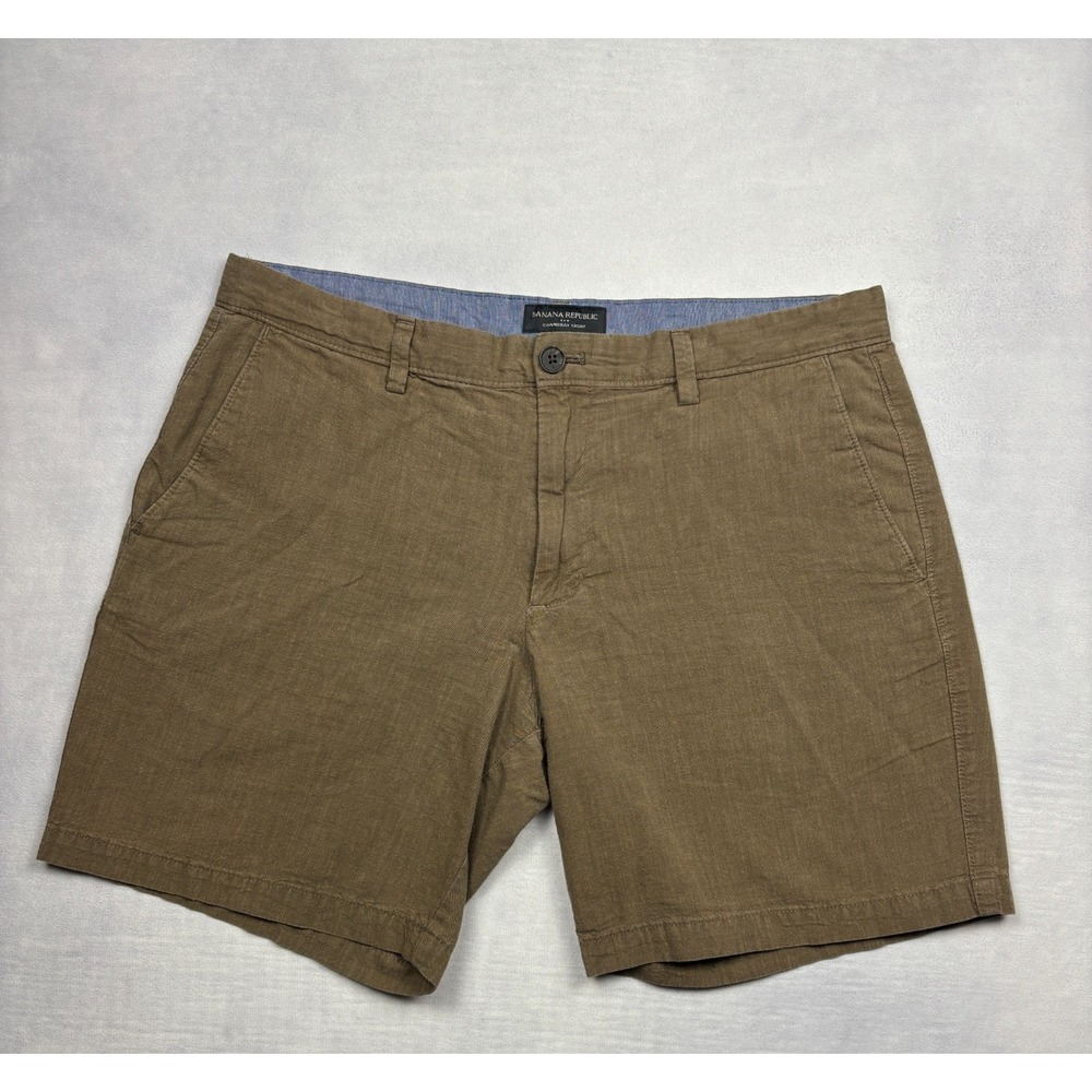 Banana Republic Shorts Mens 36 Brown 9" Cotton Chambray Hiking Trail 413762 36